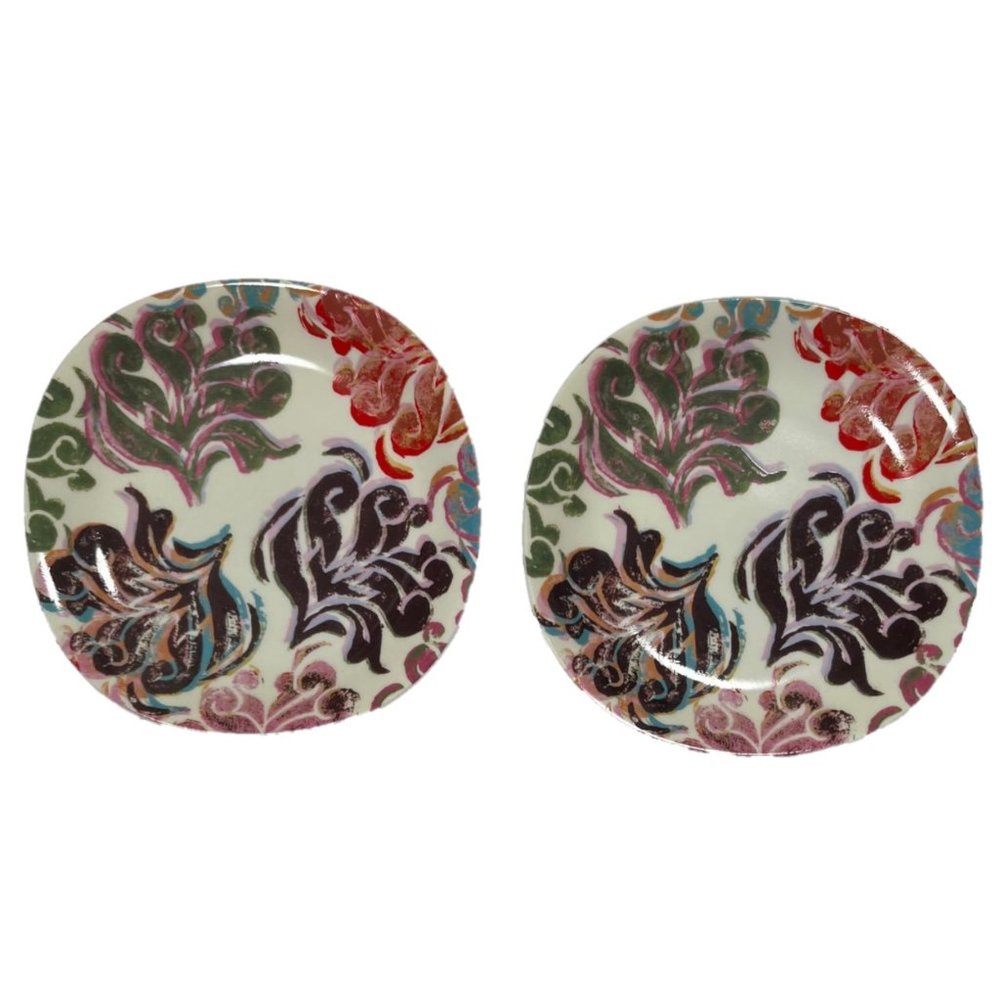 Anthropologie Patch NYC Set of 2 Ceramic Appetizer Plates - About 7.5"